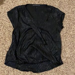 Silky Black patterned WHBM cap sleeve blouse